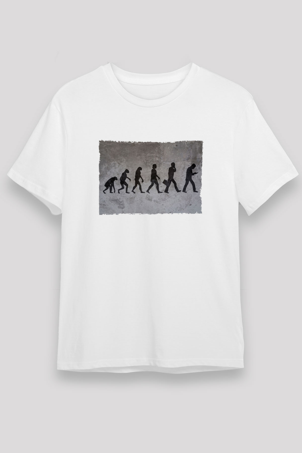 Telefona Evrim Baskılı Unisex Beyaz Tişört - Tshirt