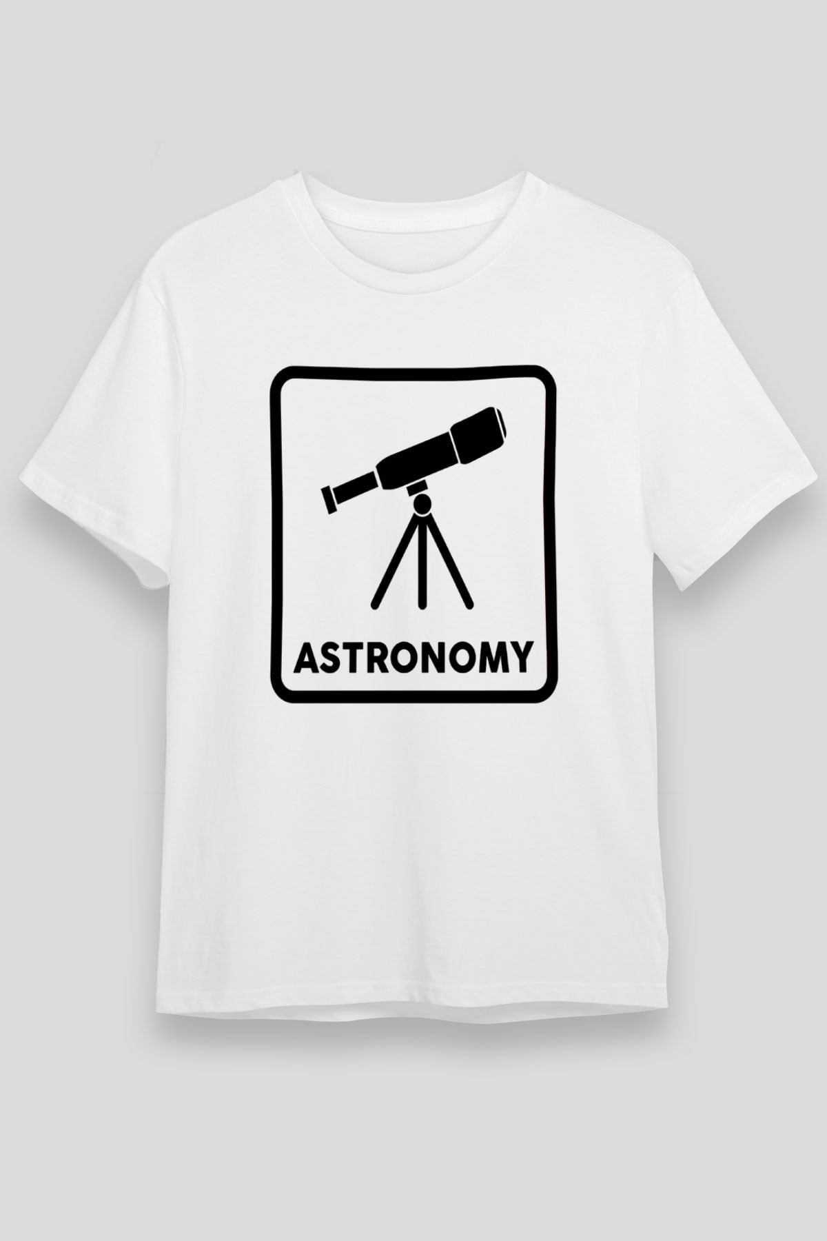 Teleskop Baskılı Unisex Beyaz Tişört - Tshirt