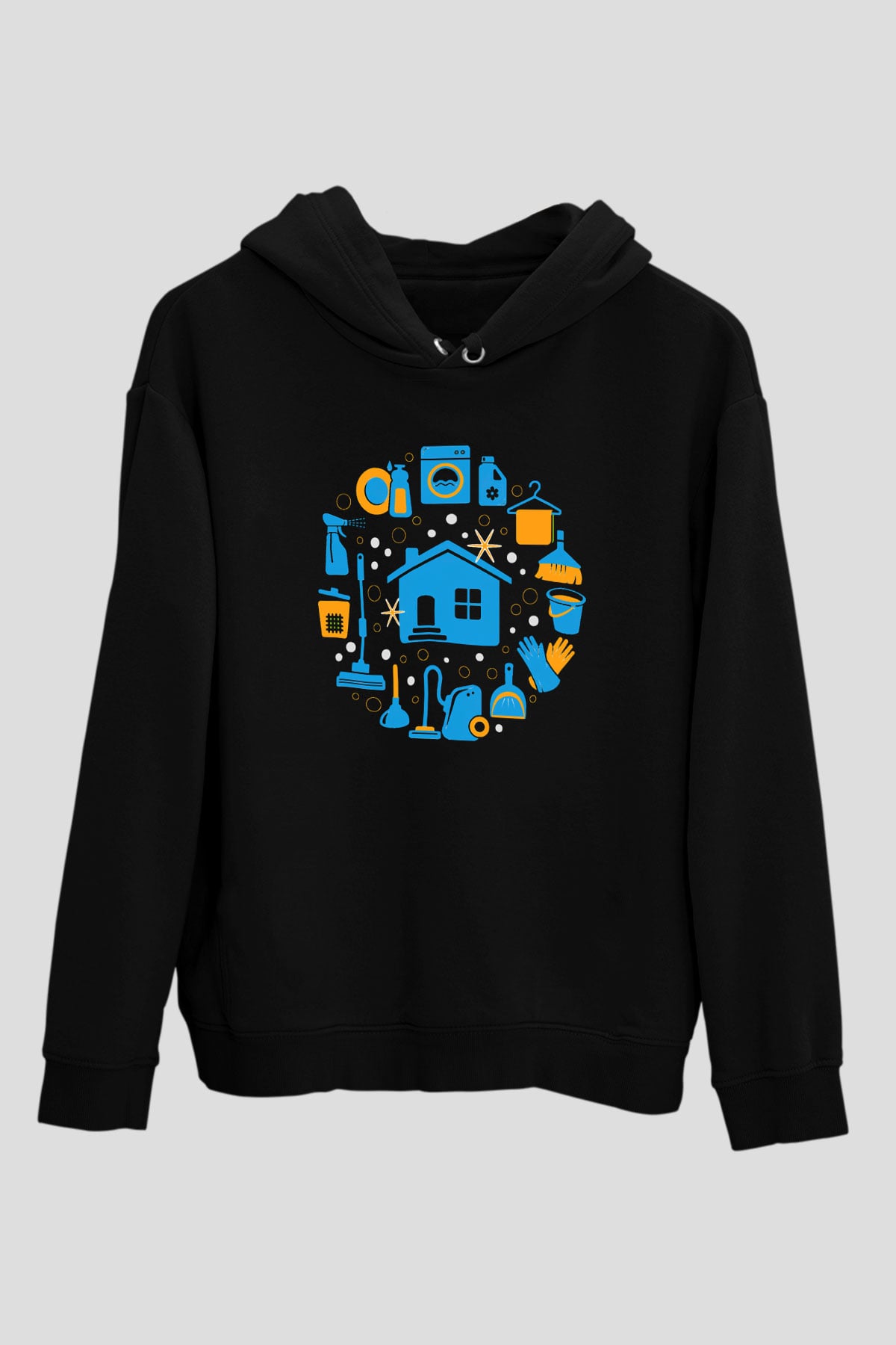 Temizlik Hizmeti Siyah Unisex Kapşonlu Sweatshirt