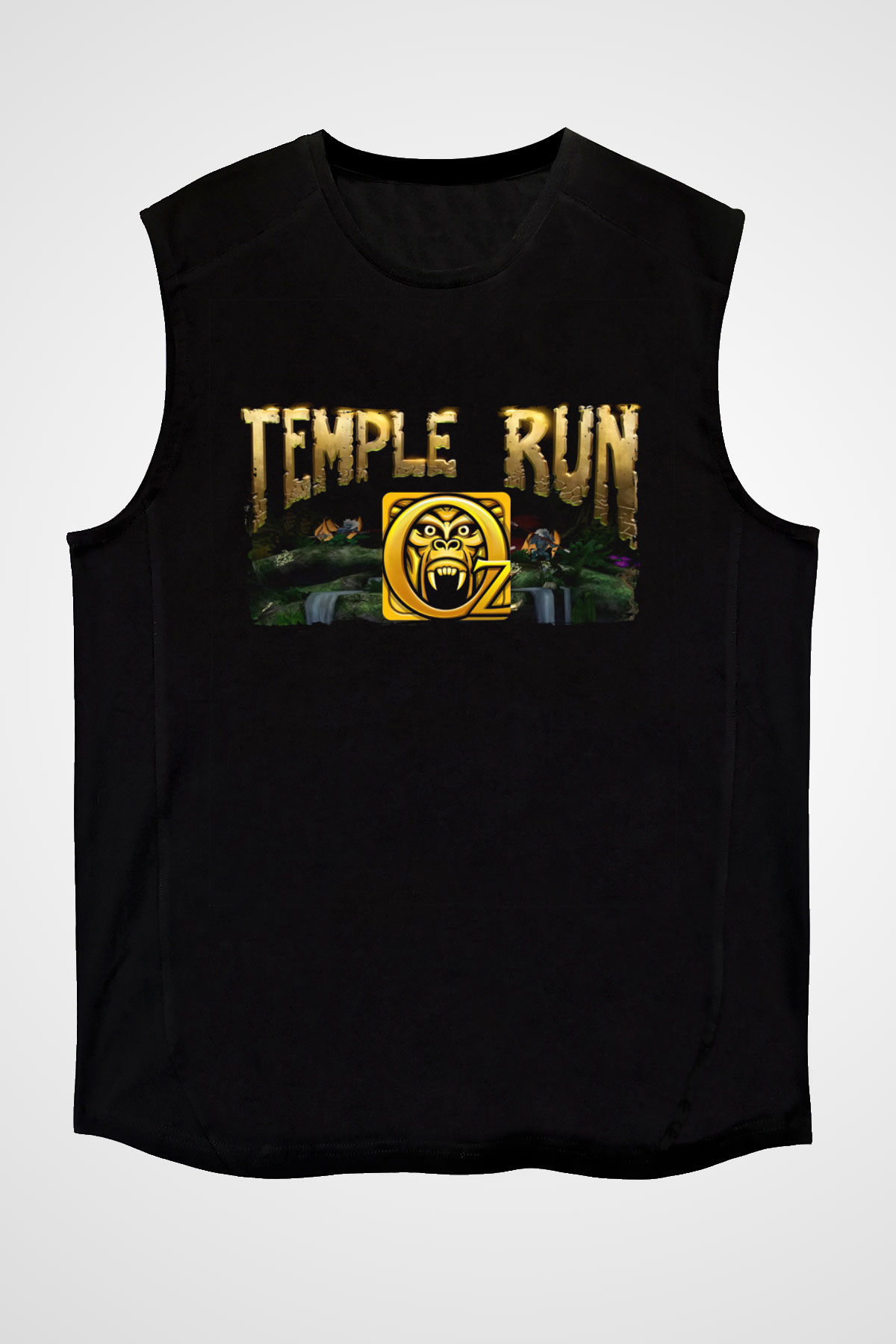 Temple Run Siyah Unisex Kolsuz Tişört