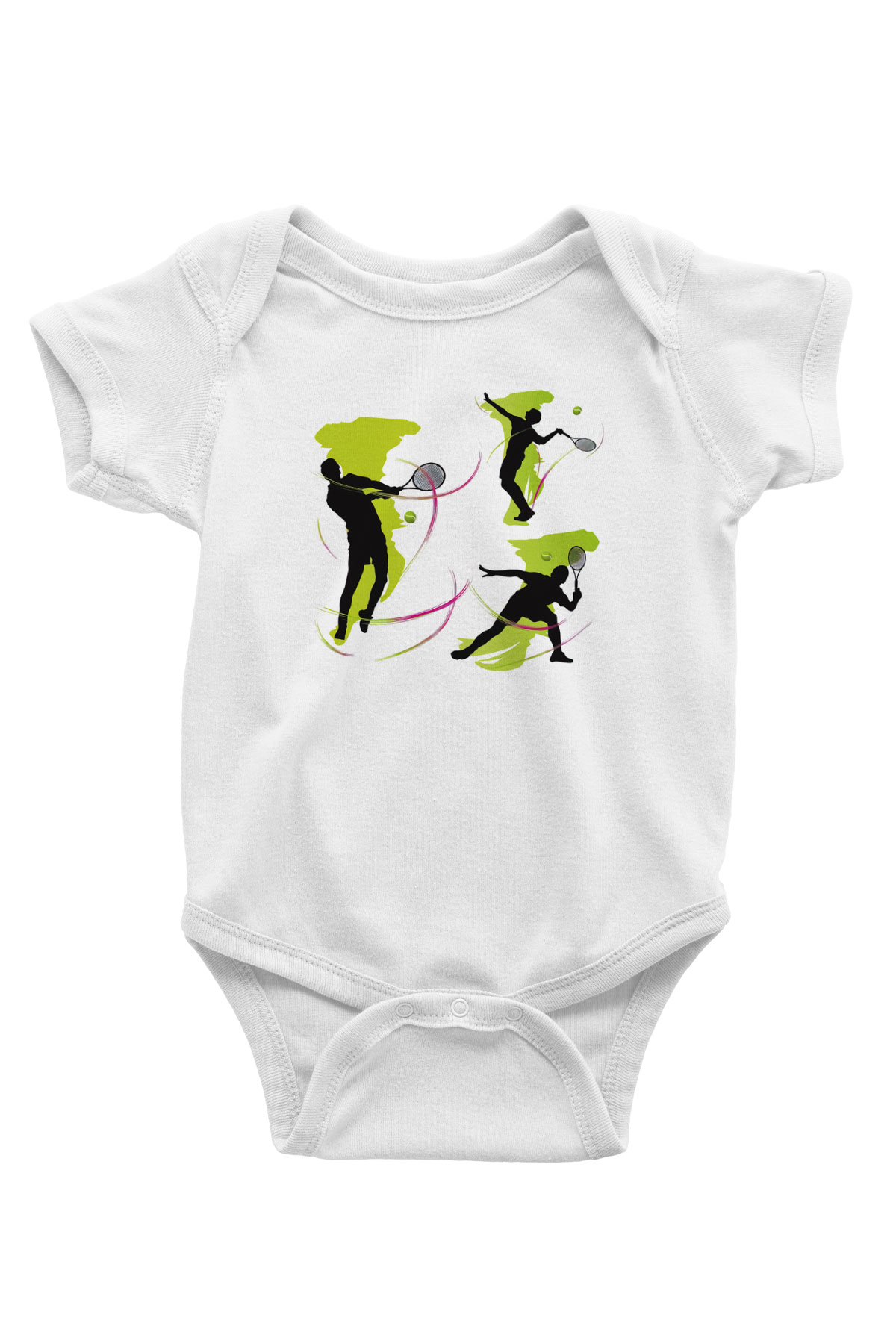 Tenis Baskılı Beyaz Unisex Bebek Body - Zıbın