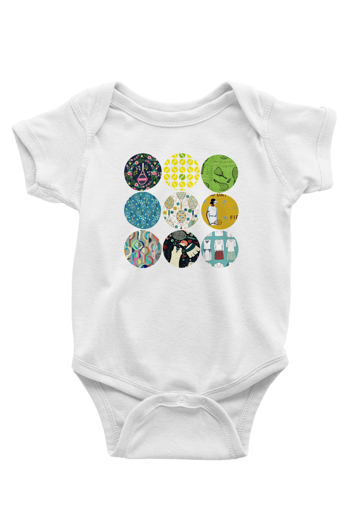 Tenis Baskılı Beyaz Unisex Bebek Body - Zıbın