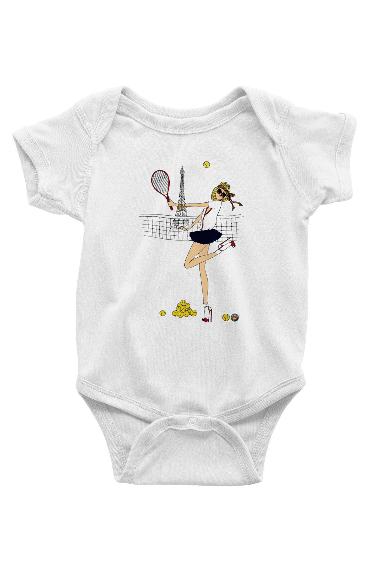Tenis Baskılı Beyaz Unisex Bebek Body - Zıbın