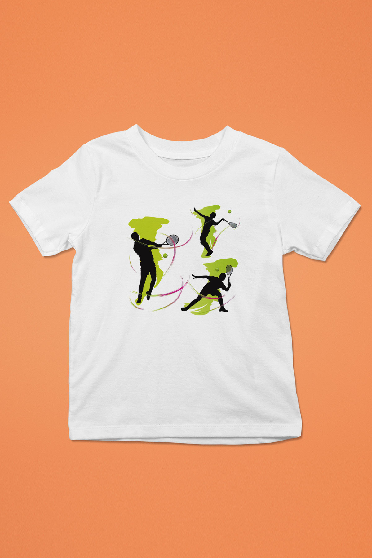 Tenis Baskılı Beyaz Unisex Çocuk Tişört
