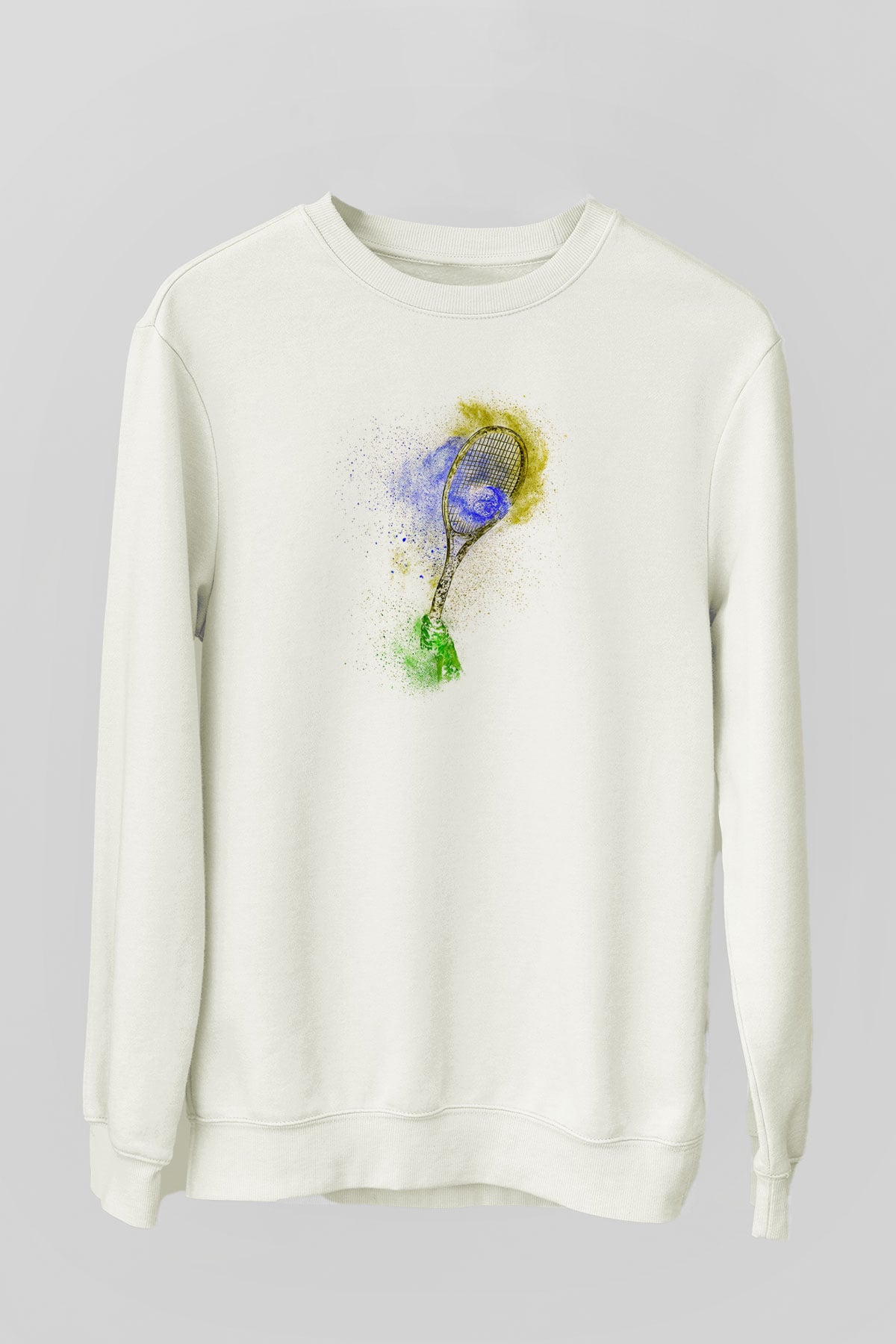 Tenis Baskılı Unisex Ekru Sweatshirt