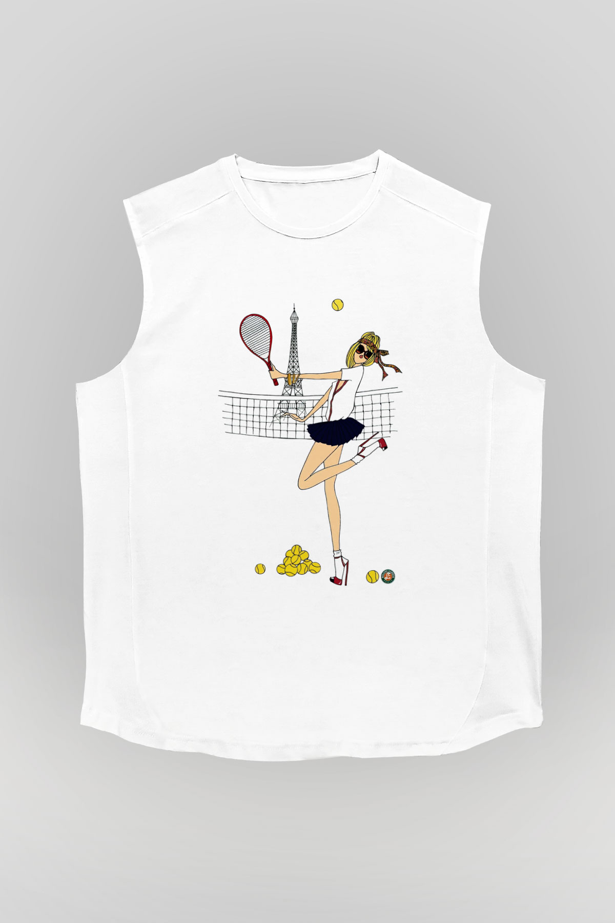 Tenis Beyaz Unisex Kolsuz Tişört