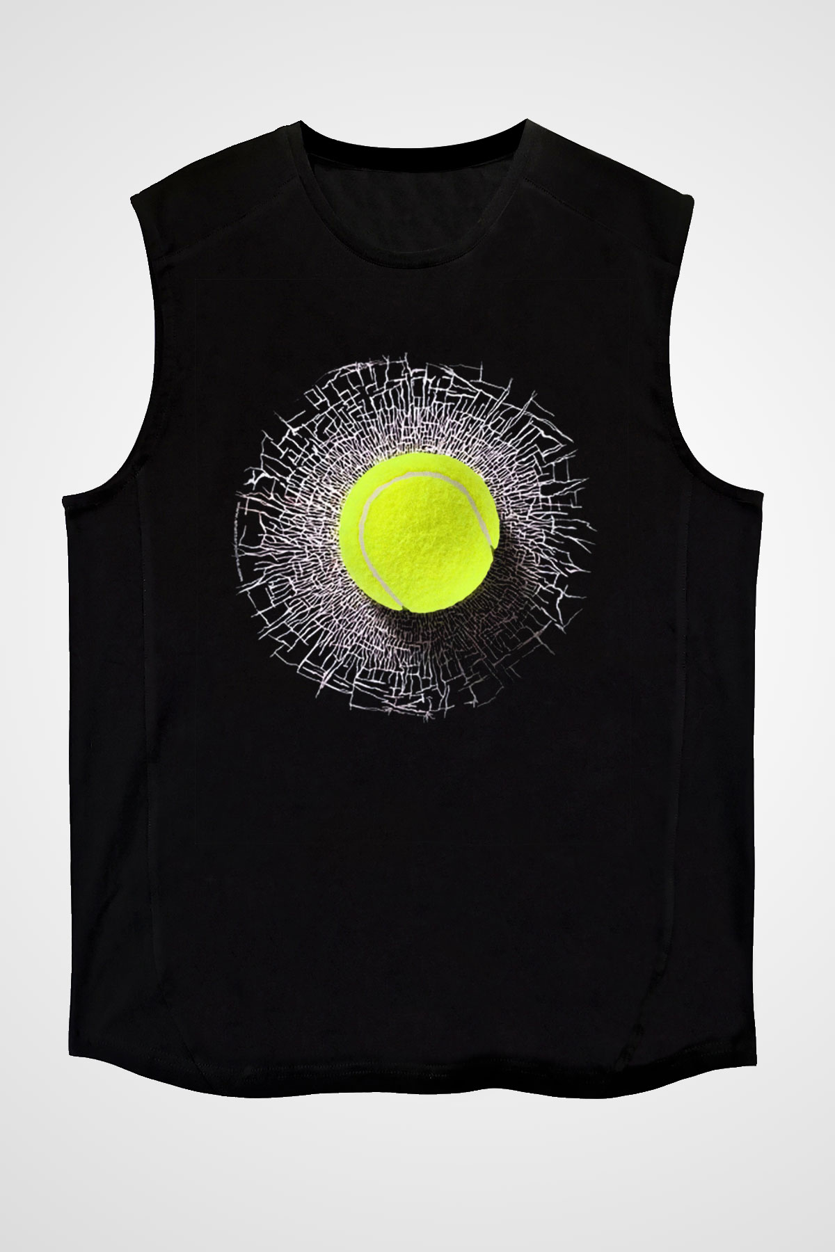 Tenis Siyah Unisex Kolsuz Tişört