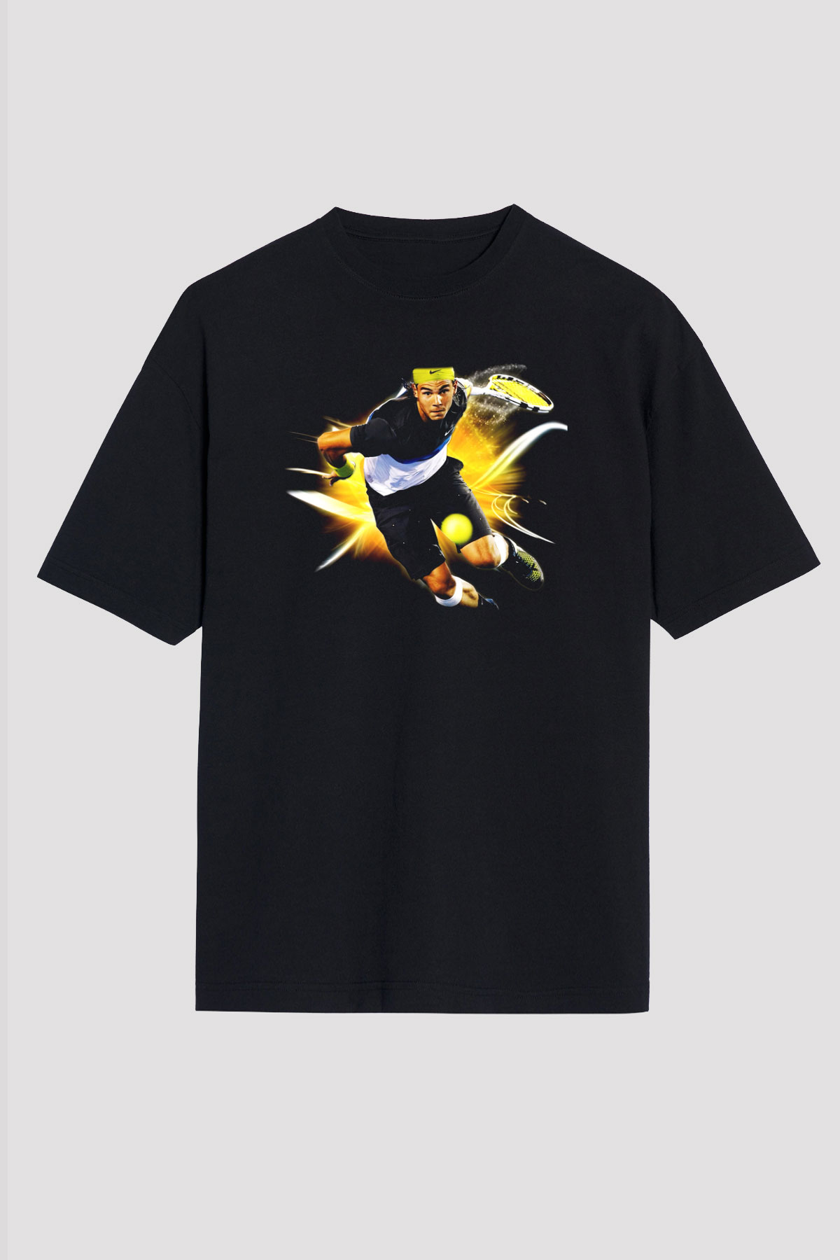 Tenis Siyah Unisex Oversize Tişört T-Shirt