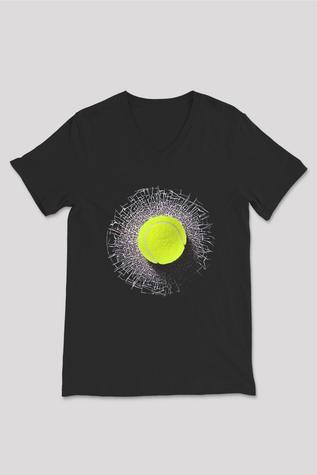 Tenis Siyah Unisex V Yaka Tişört T-Shirt