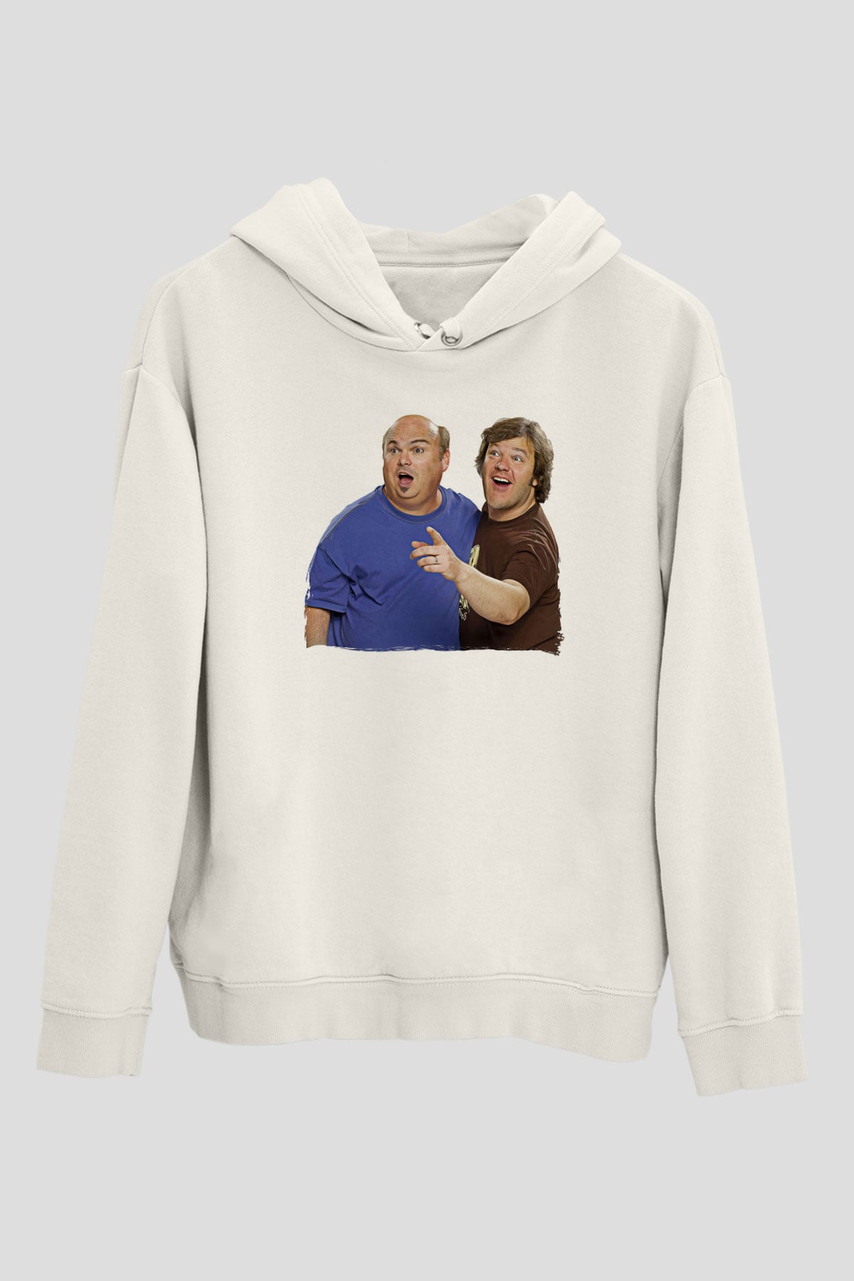 Teracious D Baskılı Beyaz Unisex Kapüşonlu Sweatshirt