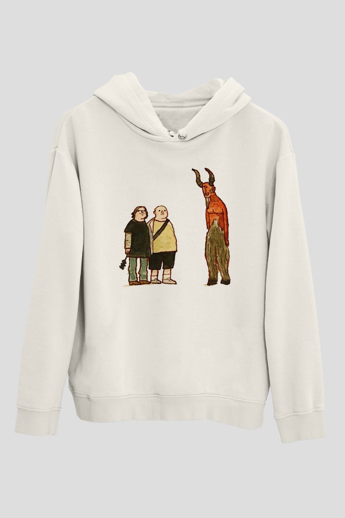Teracious D Baskılı Beyaz Unisex Kapüşonlu Sweatshirt
