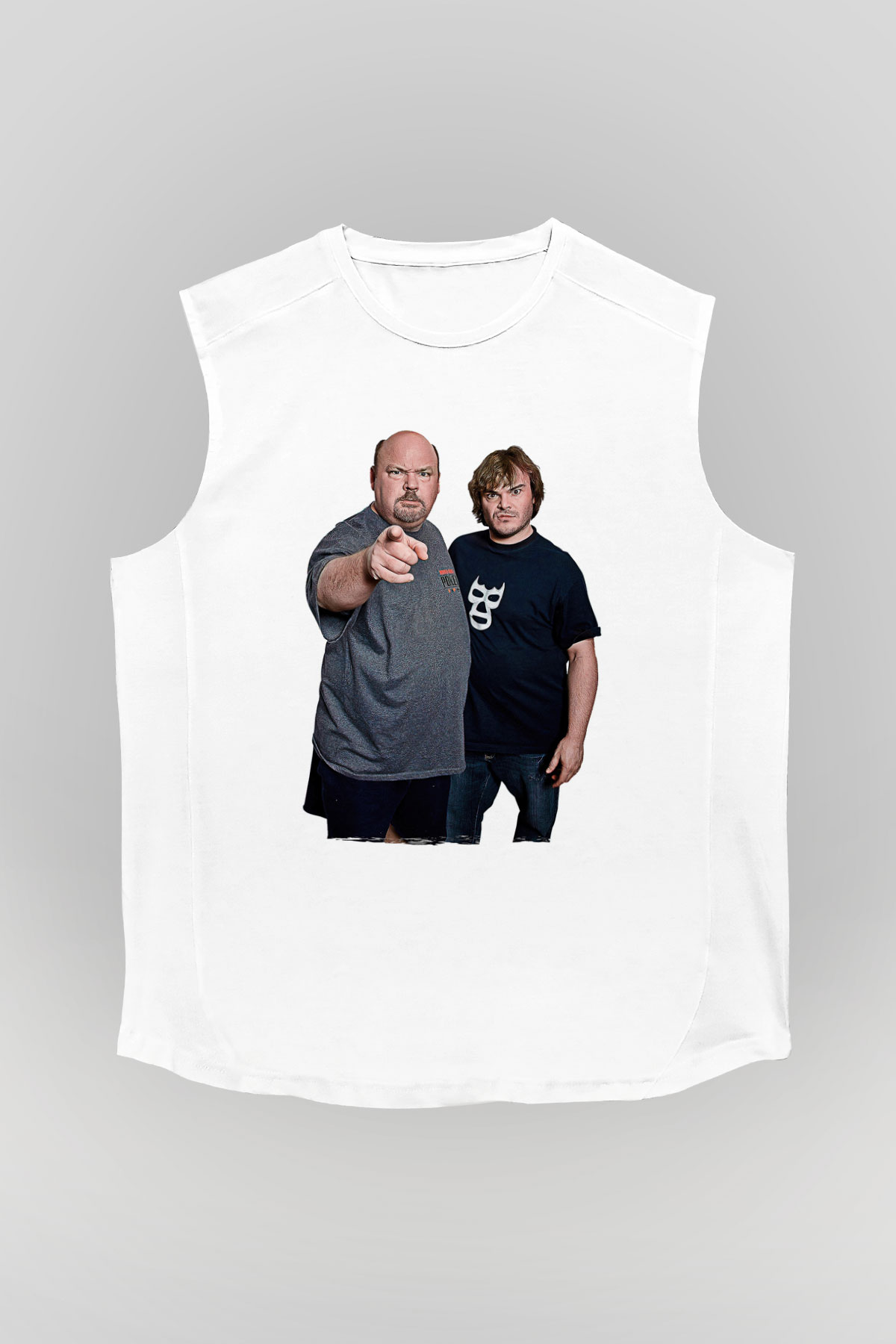 Teracious D Baskılı Beyaz Unisex Kolsuz Tişört - Tshirt
