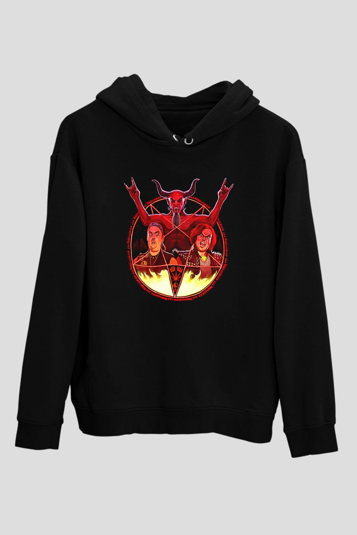 Teracious D Baskılı Unisex Siyah Kapüşonlu Sweatshirt