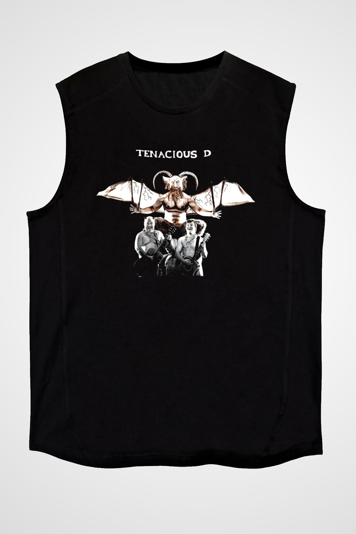 Teracious D Baskılı Unisex Siyah Kolsuz Tişört - Tshirt