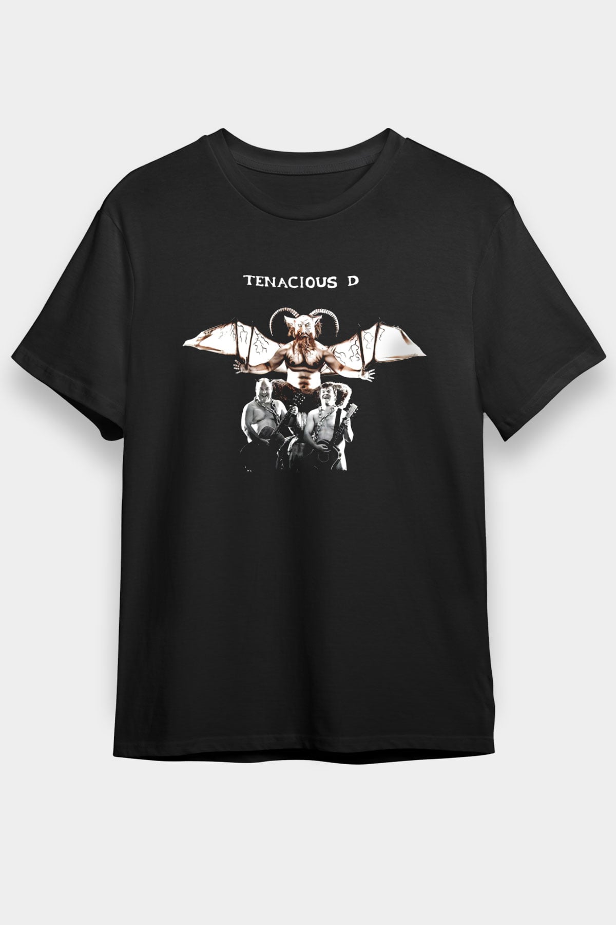 Teracious D Baskılı Unisex Siyah Tişört - Tshirt