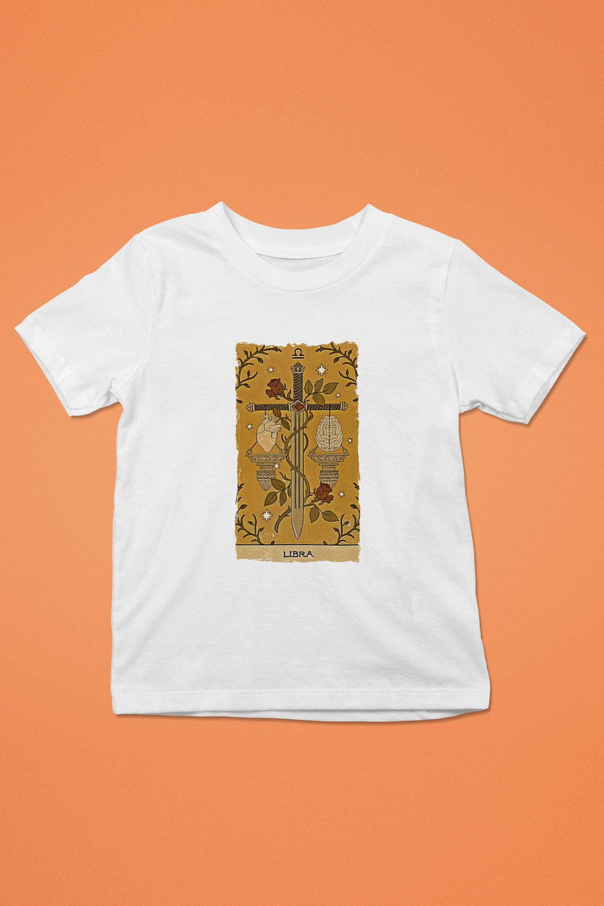 Terazi Burcu Baskılı Beyaz Unisex Beyaz Çocuk Tişört - Tshirt