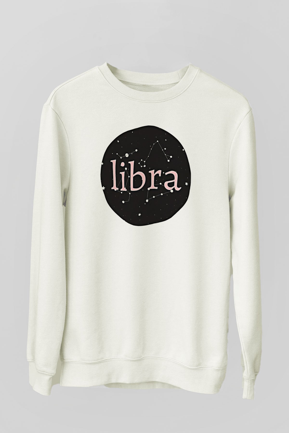 Terazi Burcu Baskılı Beyaz Unisex Sweatshirt