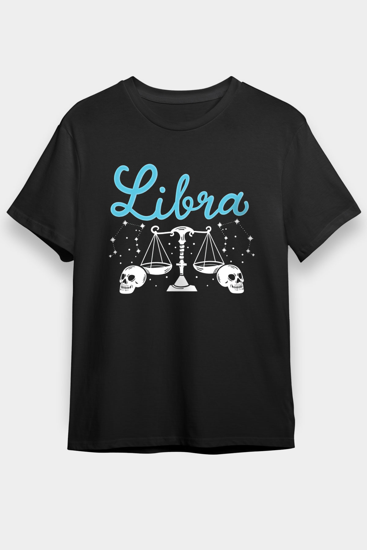 Terazi Burcu Baskılı Unisex Siyah Tişört - Tshirt