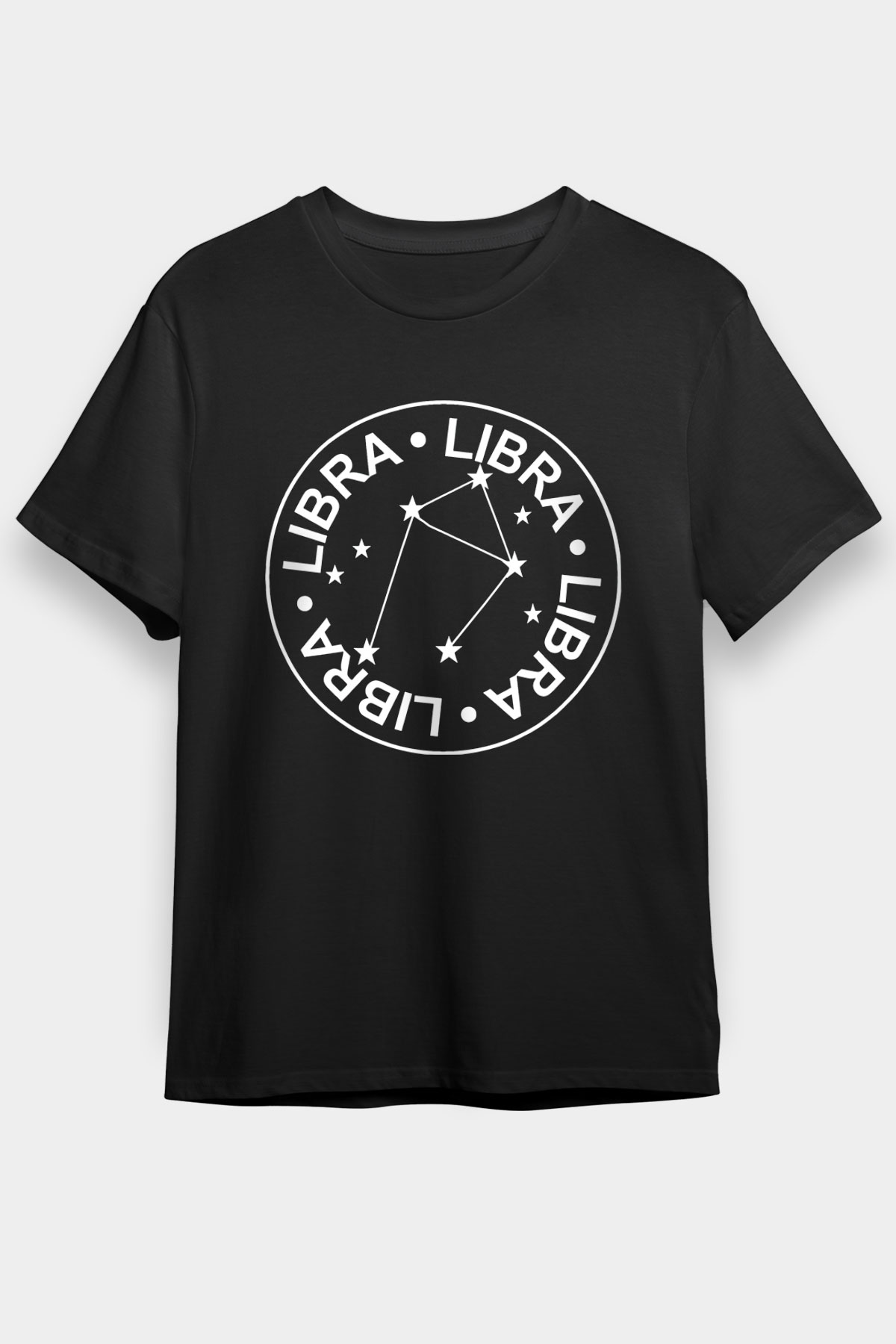 Terazi Burcu Baskılı Unisex Siyah Tişört - Tshirt