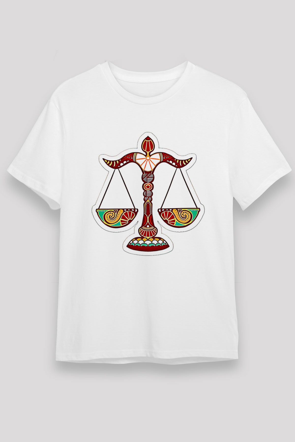 Terazi Burcu Unisex Baskılı Beyaz Tişört - Tshirt