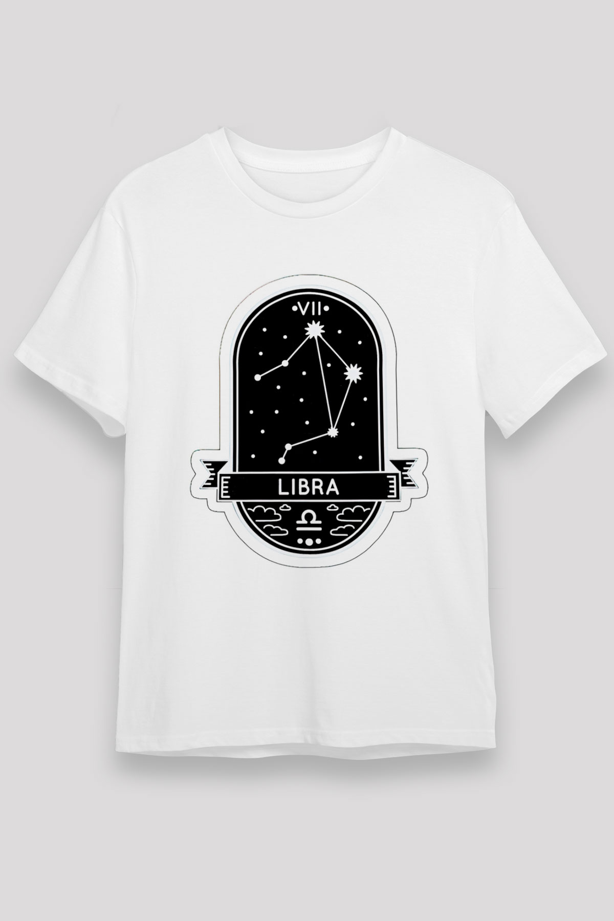 Terazi Burcu Unisex Baskılı Beyaz Tişört - Tshirt