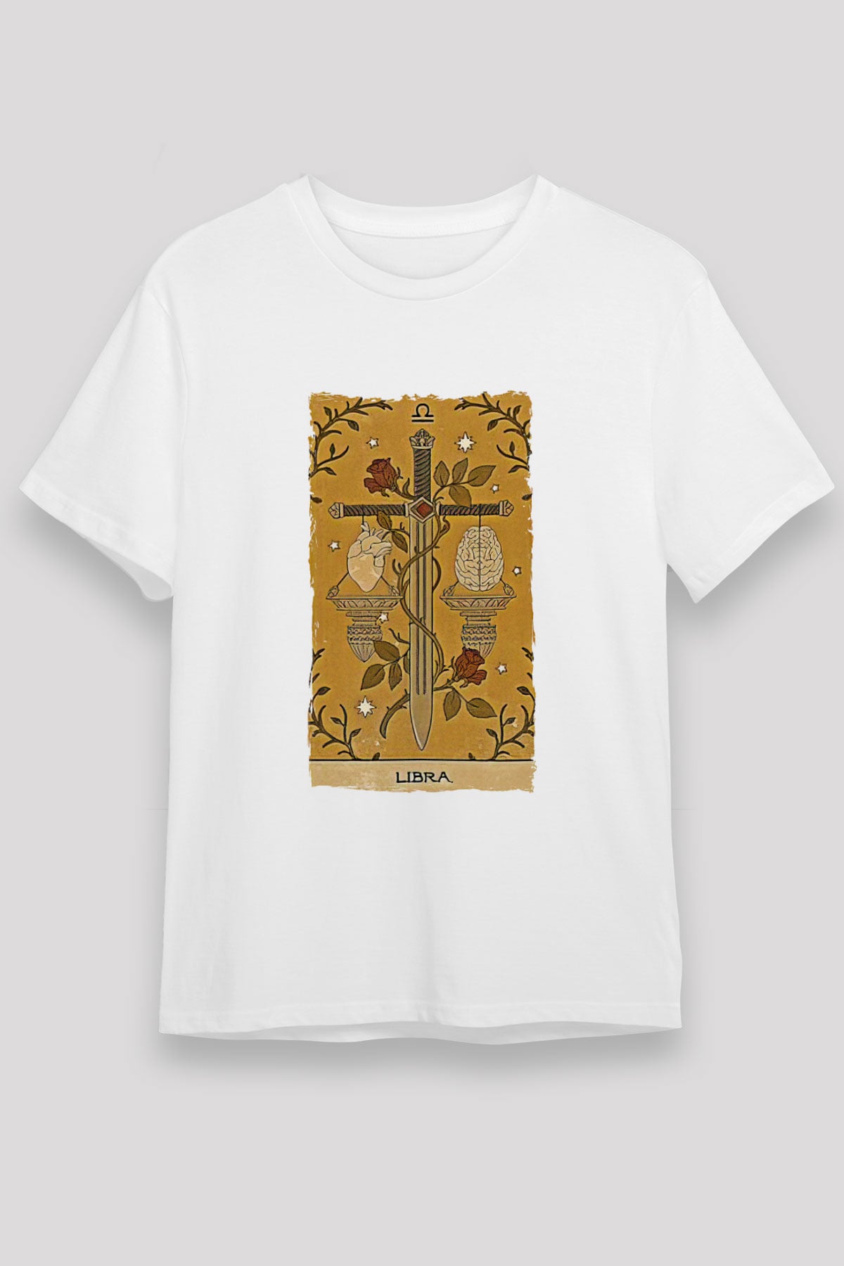 Terazi Burcu Unisex Baskılı Beyaz Tişört - Tshirt