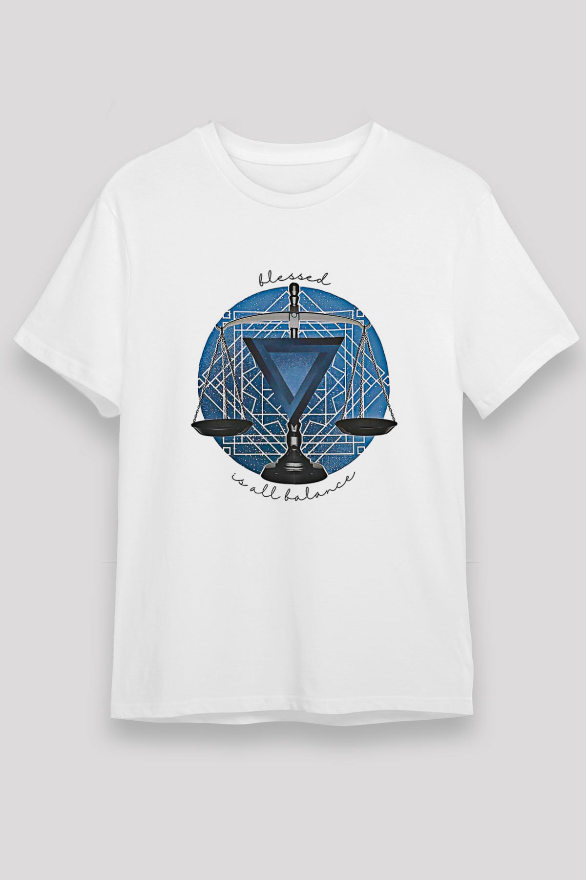 Terazi Burcu Unisex Baskılı Beyaz Tişört - Tshirt