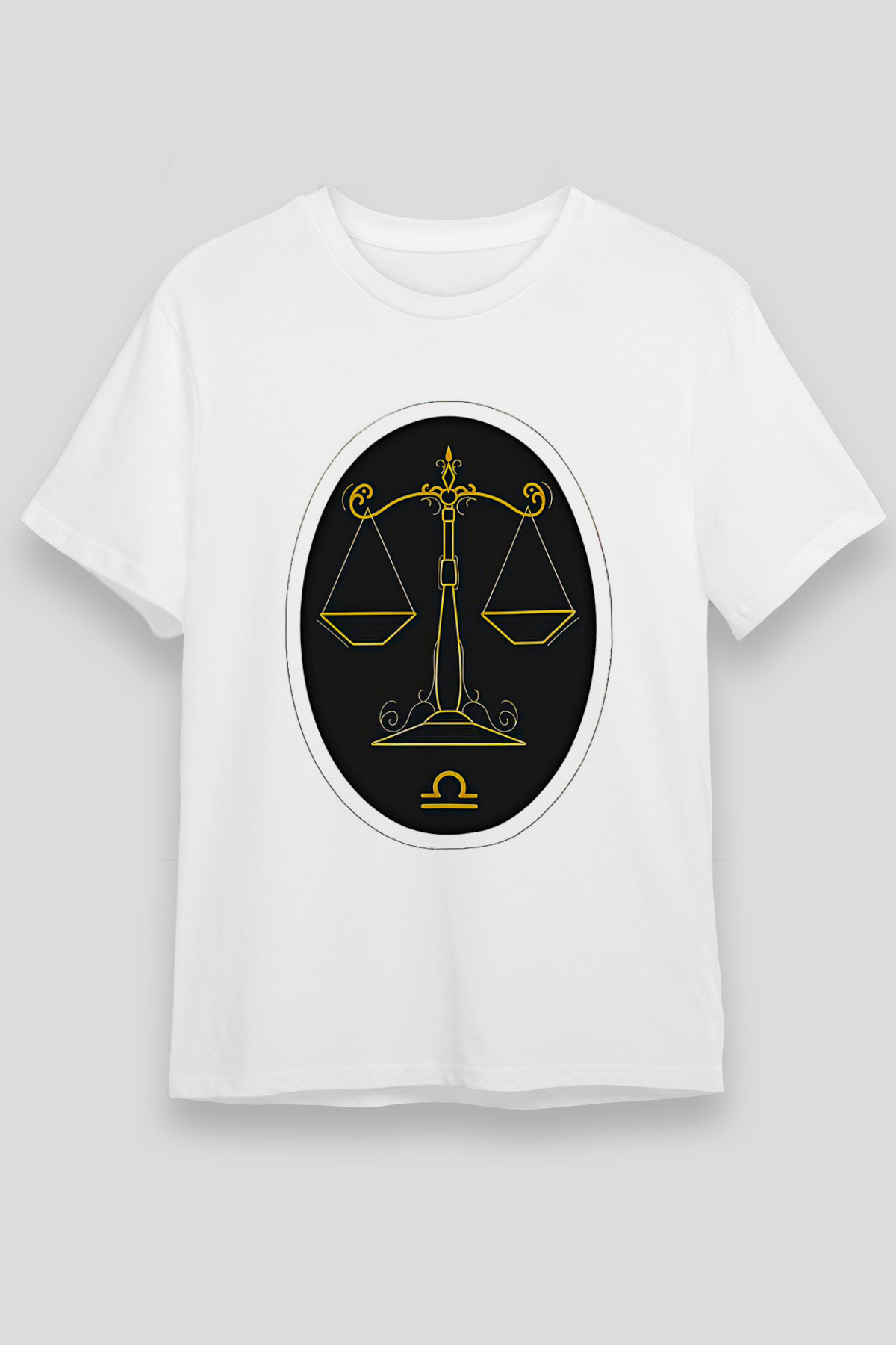 Terazi Burcu Unisex Baskılı Beyaz Tişört - Tshirt