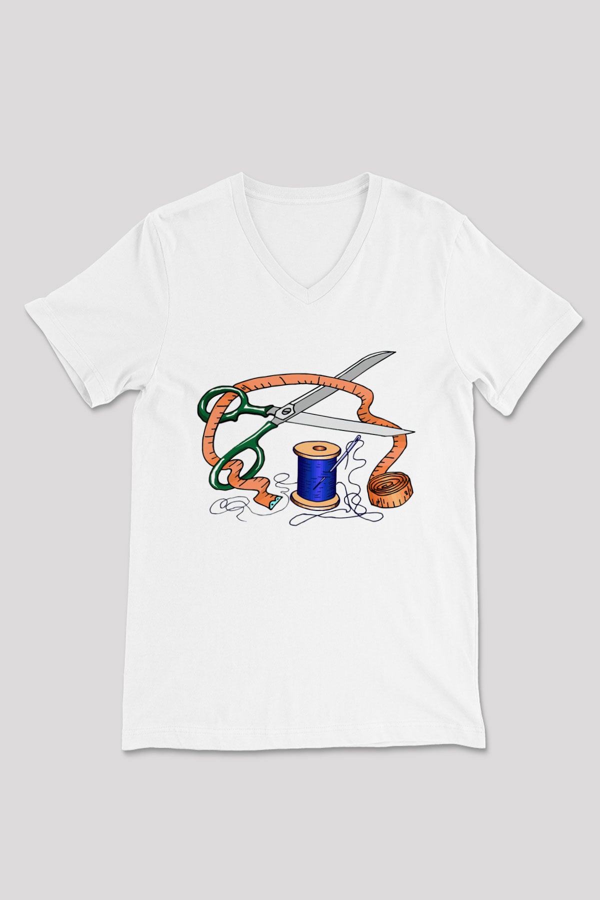 Terzi Beyaz Unisex V Yaka Tişört T-Shirt