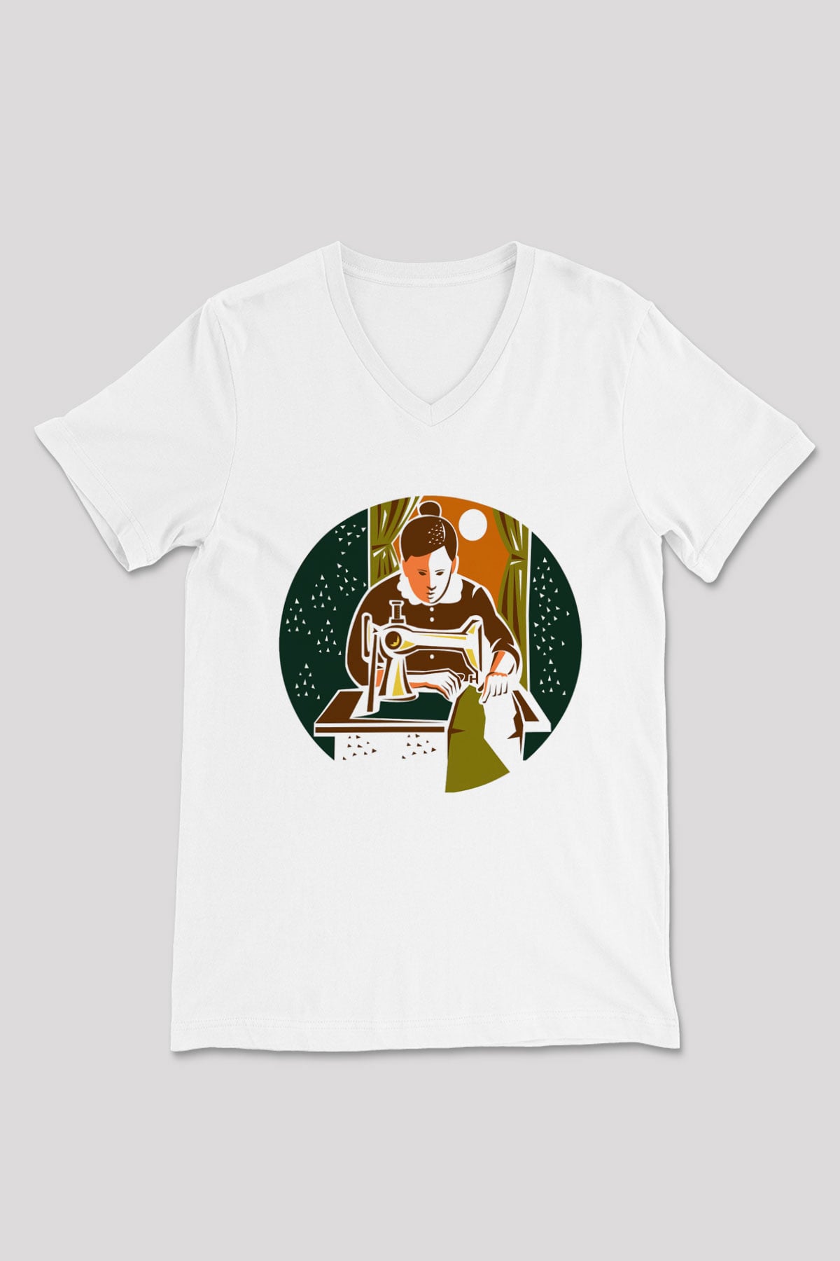 Terzi Beyaz Unisex V Yaka Tişört T-Shirt