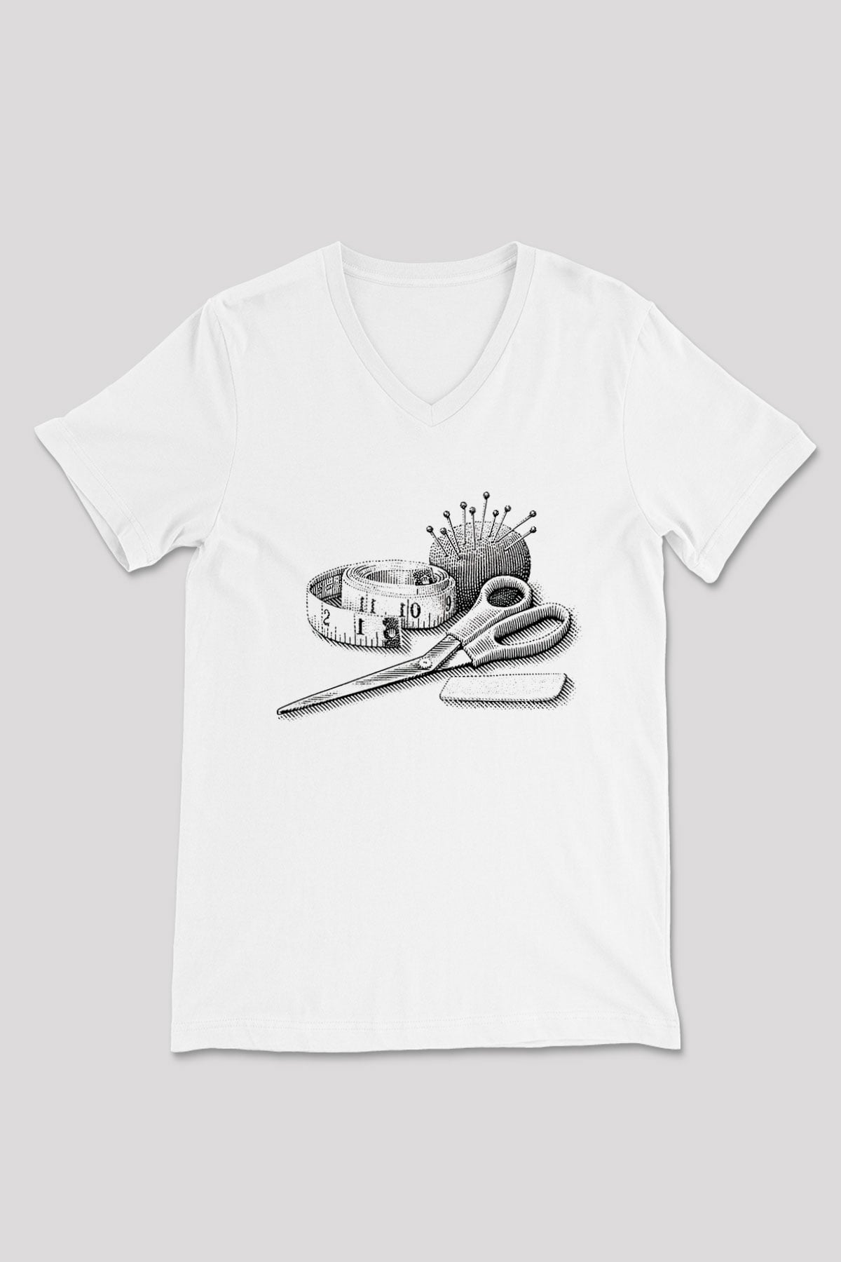 Terzi Beyaz Unisex V Yaka Tişört T-Shirt