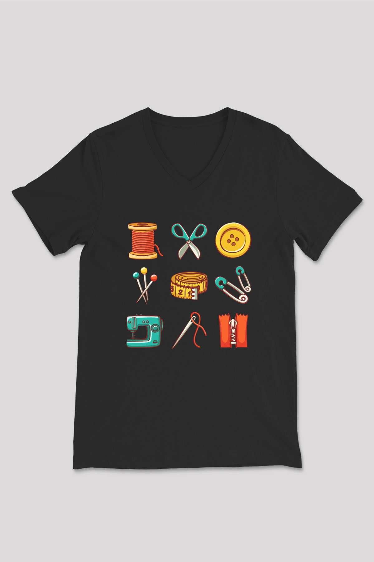 Terzi Siyah Unisex V Yaka Tişört T-Shirt