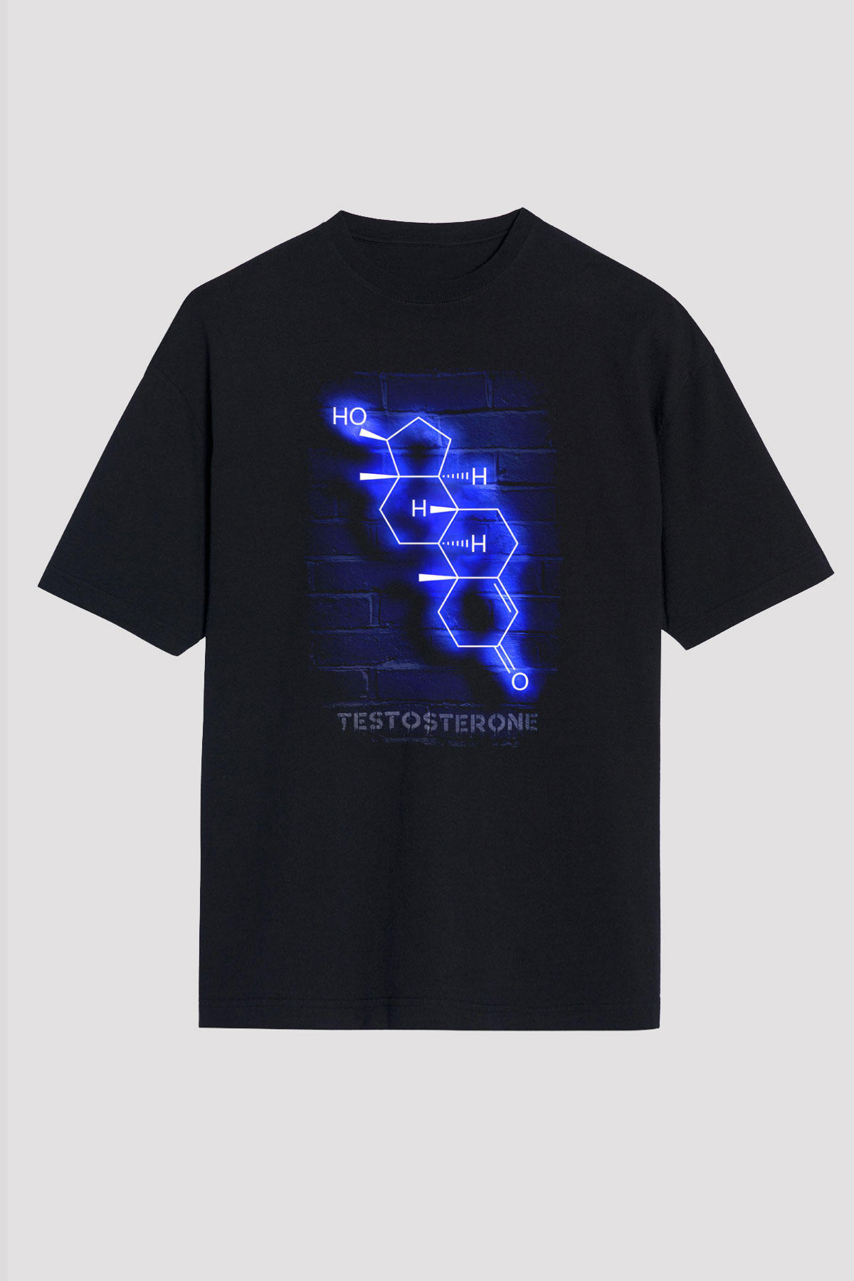 Testosteron Molekülü Neon Baskılı Unisex Oversize Tişört - Tshirt