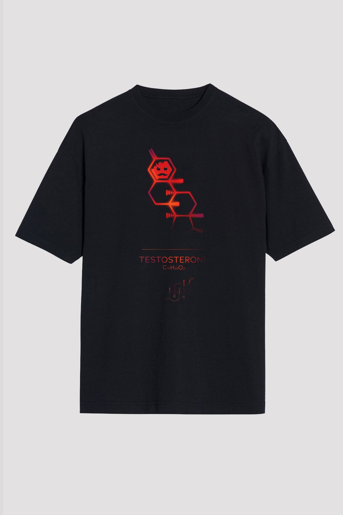 Testosterone Molekülü Baskılı Unisex Oversize Tişört - Tshirt