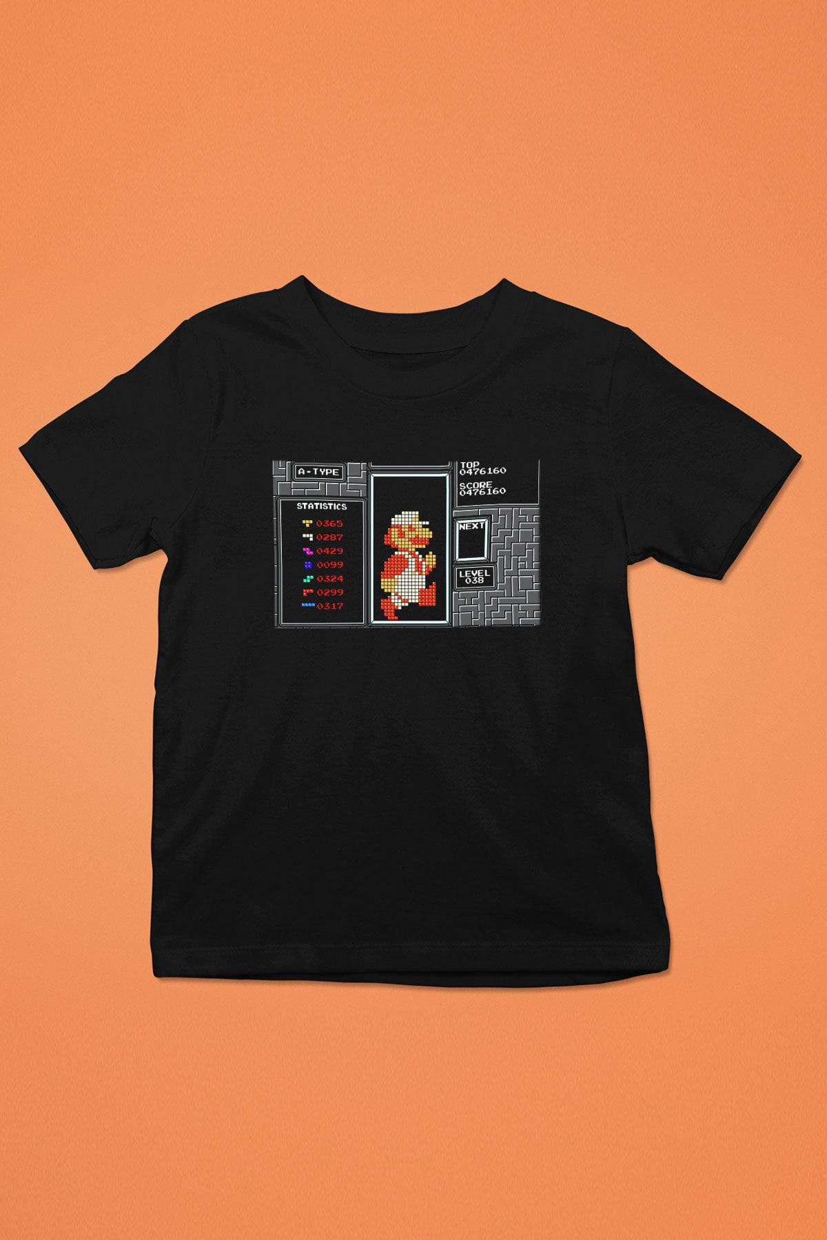 Tetris Baskılı Siyah Unisex Çocuk Tişört