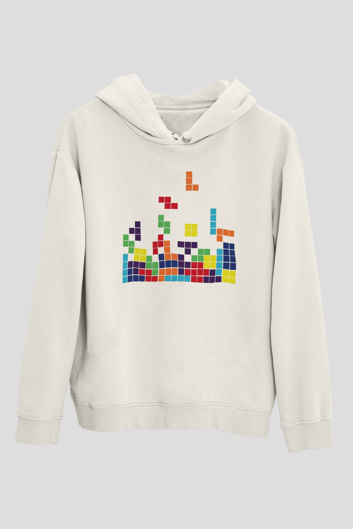 Tetris Beyaz Unisex Hoodie