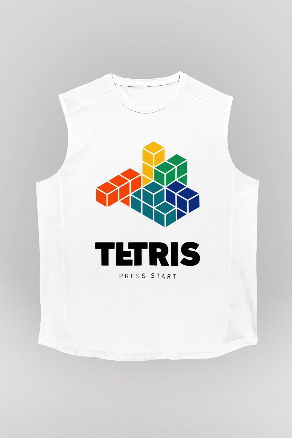 Tetris Beyaz Unisex  Kolsuz Tişört