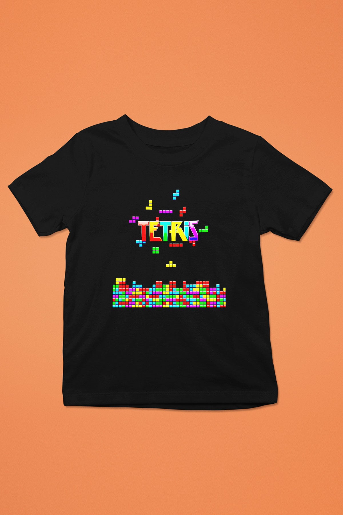 Tetris Siyah Unisex Çocuk Tişört