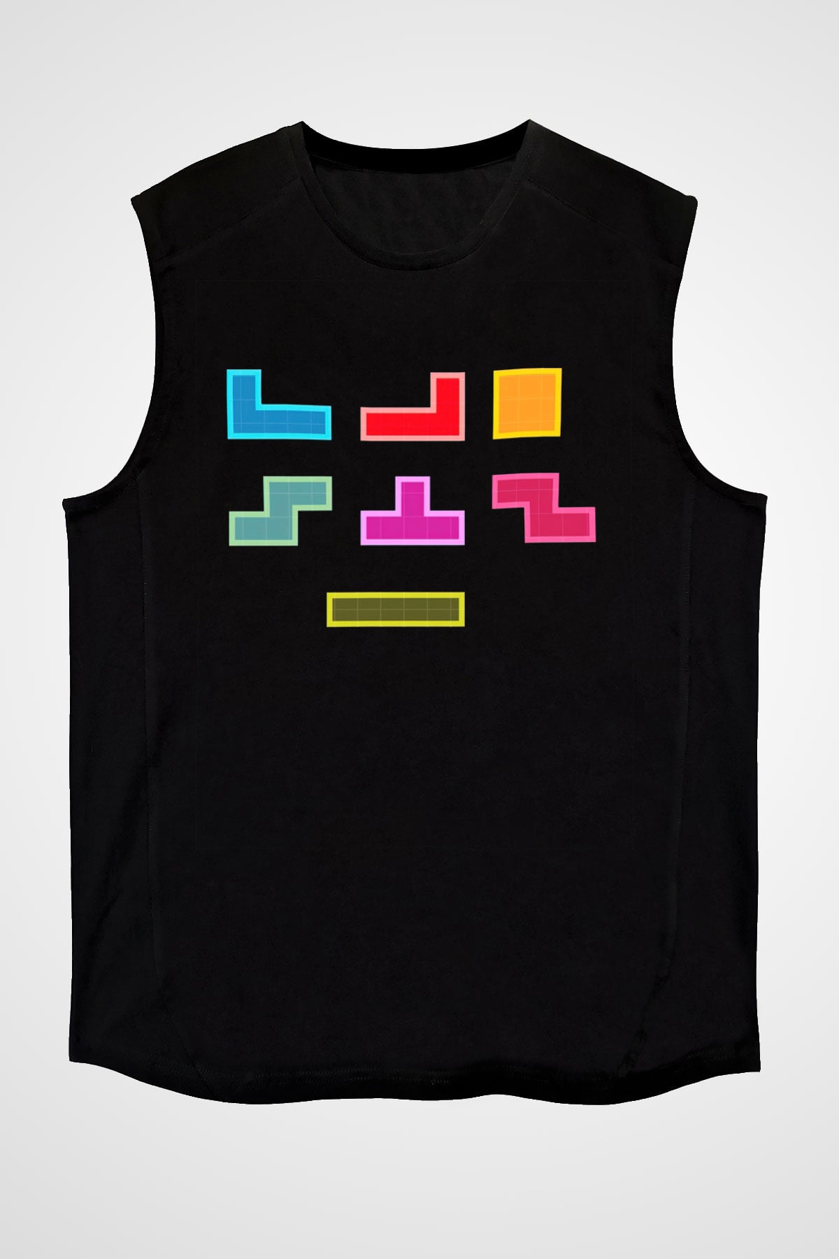 Tetris Siyah Unisex Kolsuz Tişört