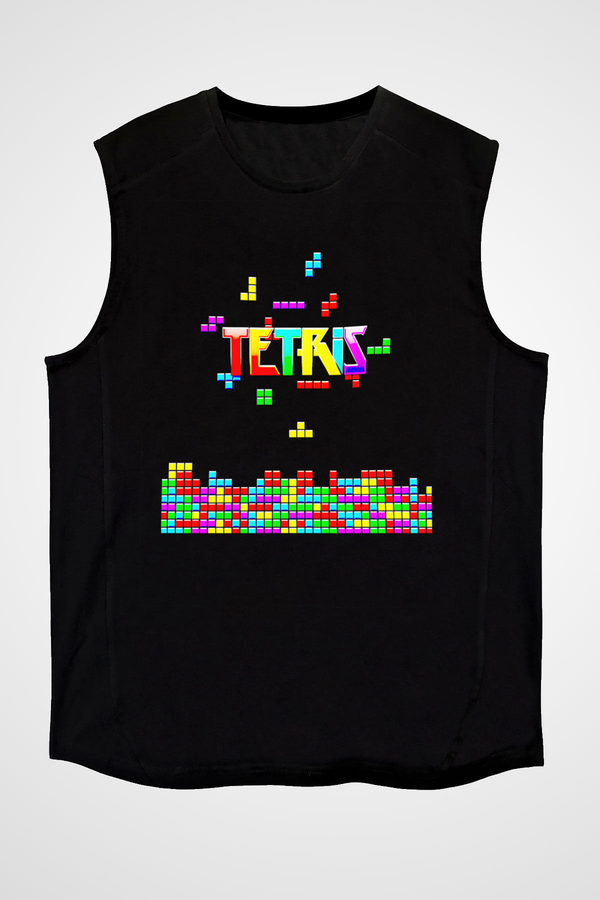 Tetris Siyah Unisex Kolsuz Tişört
