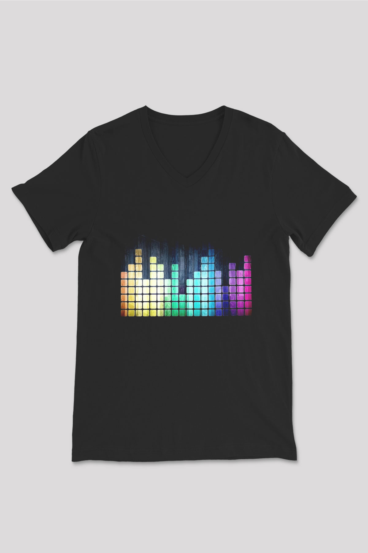 Tetris Siyah Unisex V Yaka Tişört