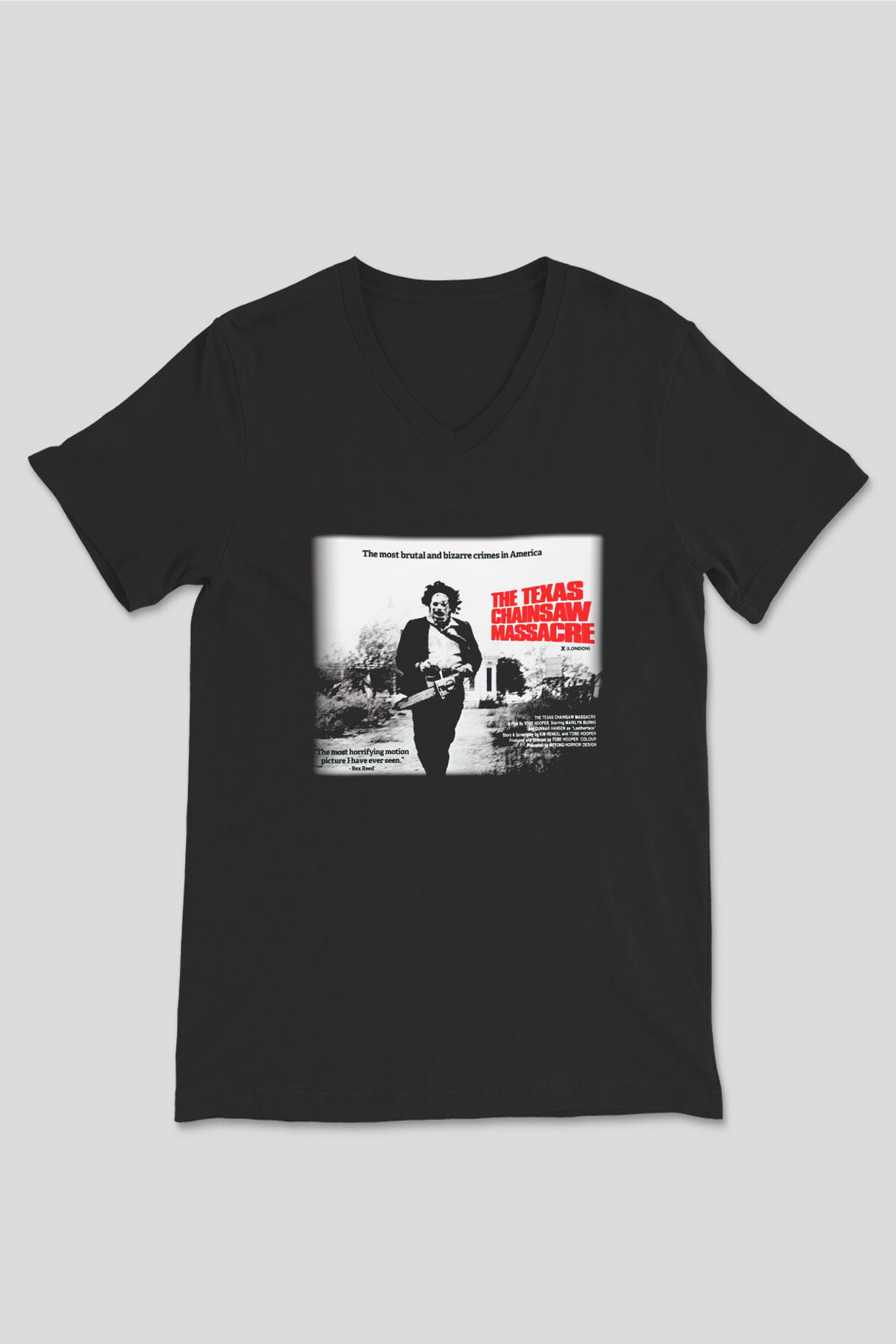 Texas Chain Saw Massacre Siyah Unisex V Yaka Tişört