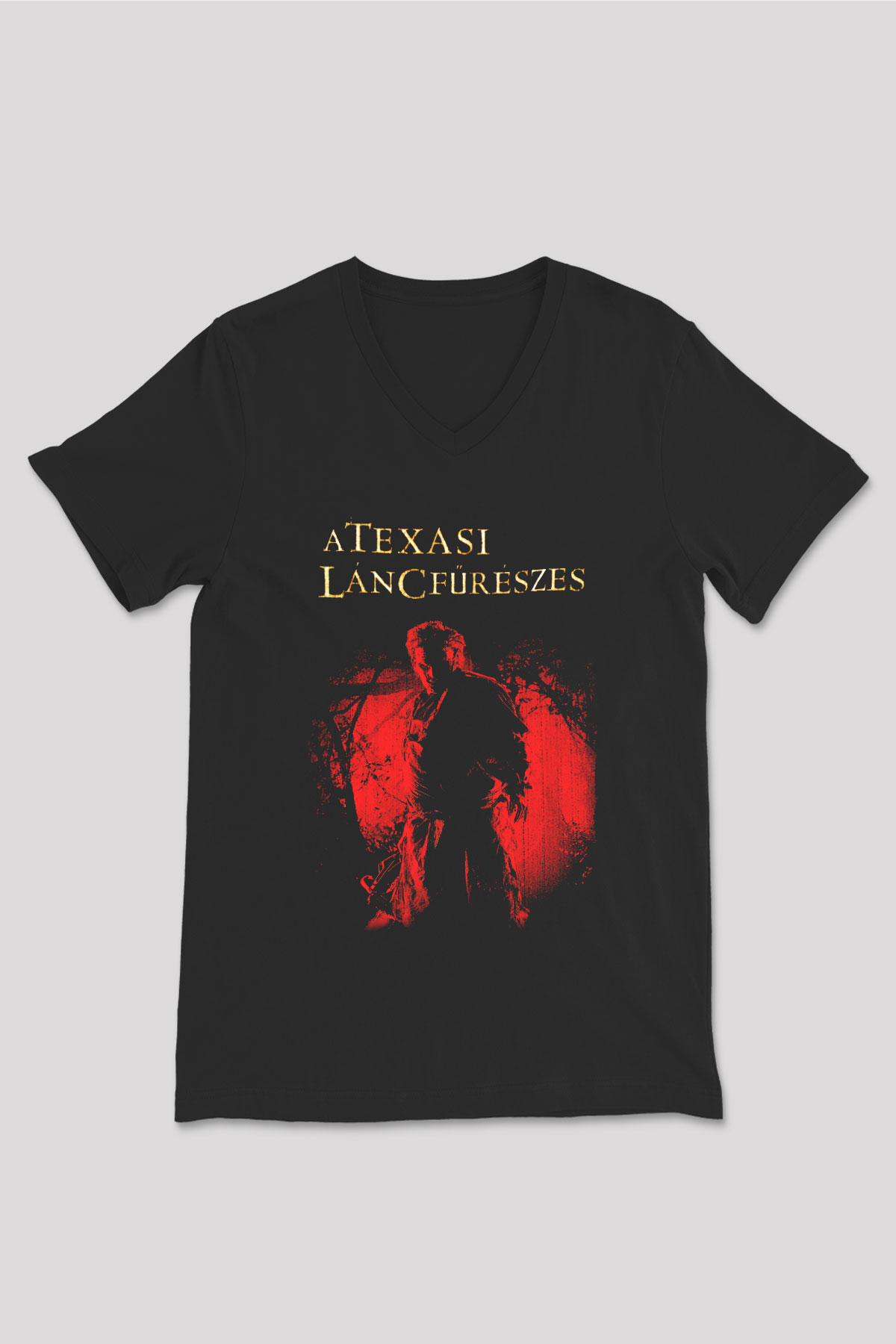 Texas Chain Saw Massacre Siyah Unisex  V Yaka Tişört