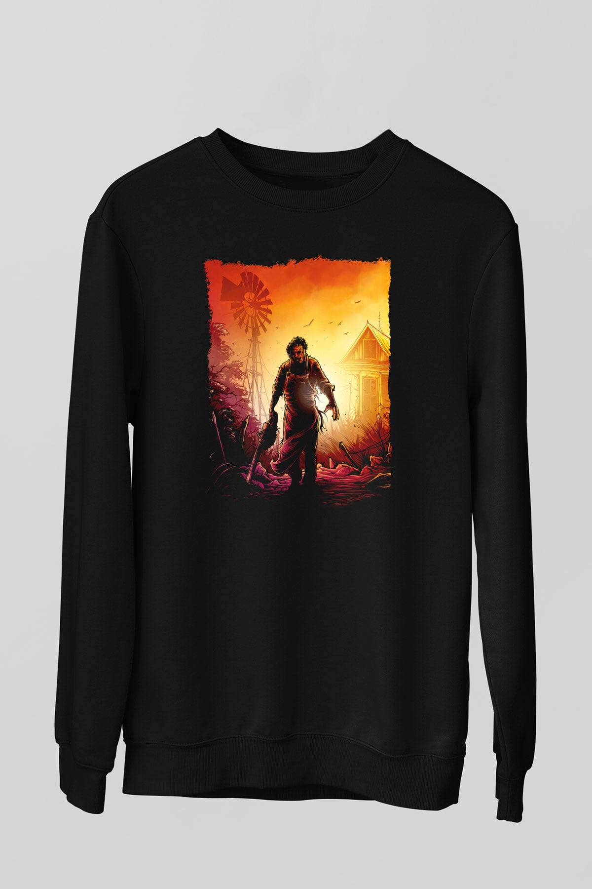 Texas Chain Saw Massacre Siyah Unisex  Sweatshirt