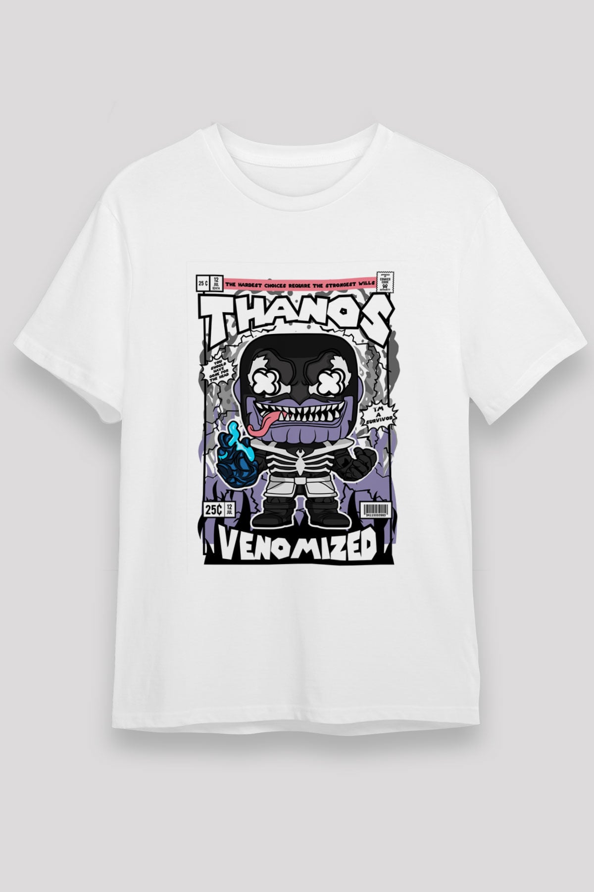Thanos Venomized Baskılı Unisex Beyaz Tişört