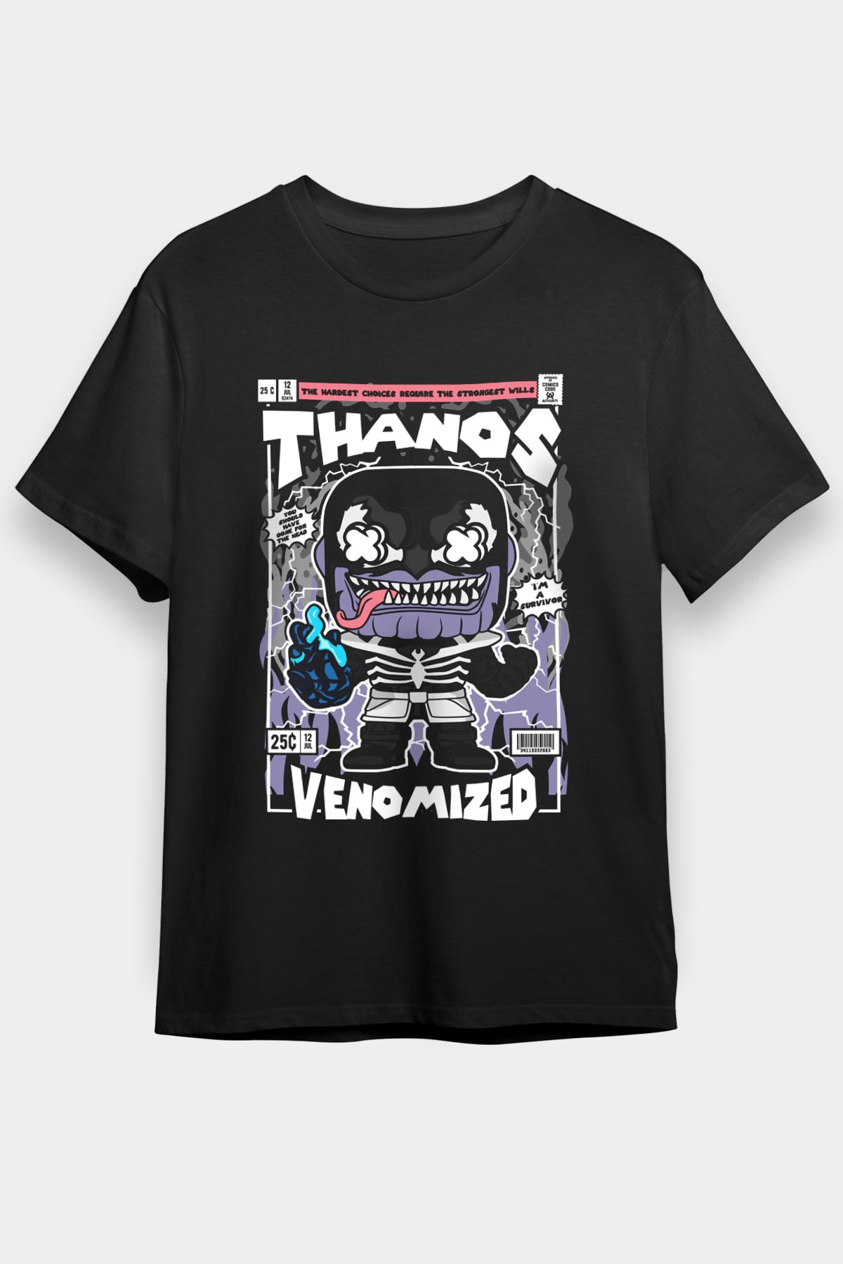 Thanos Venomized Baskılı Unisex Siyah Tişört