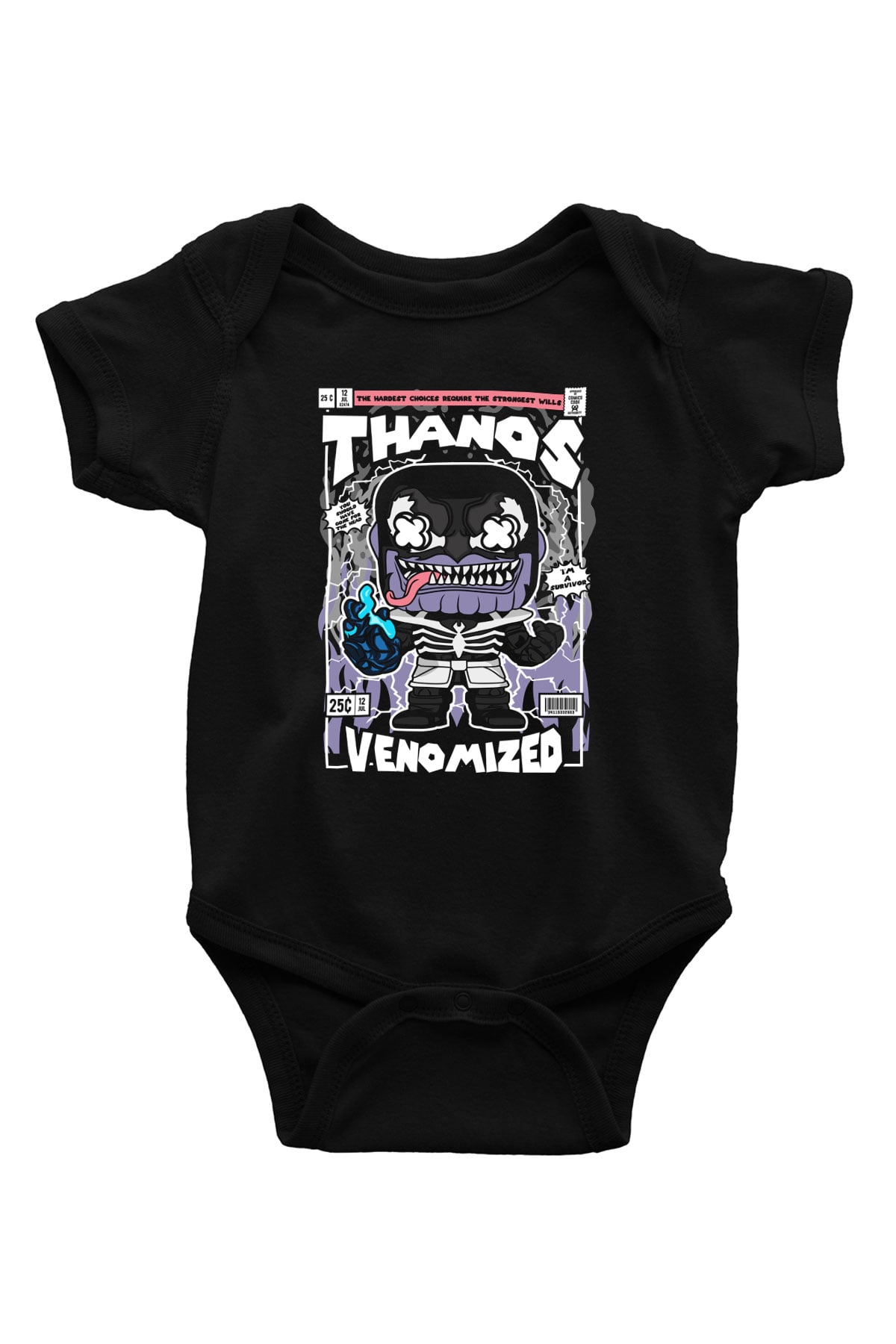 Thanos Venomized Baskılı Unisex Siyah Bebek Body - Zıbın