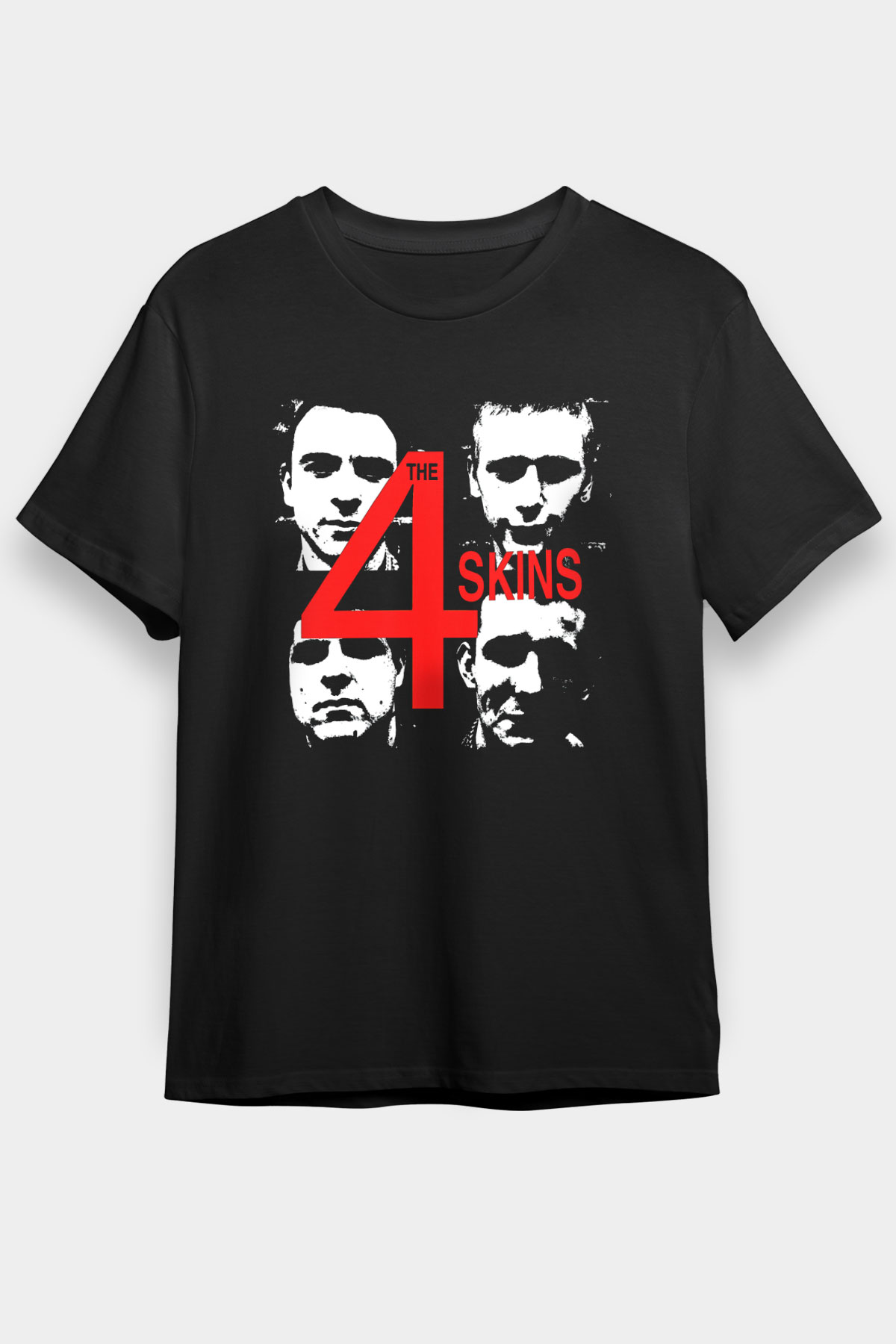 The 4 Skins Baskılı Unisex Siyah Tişört - Tshirt