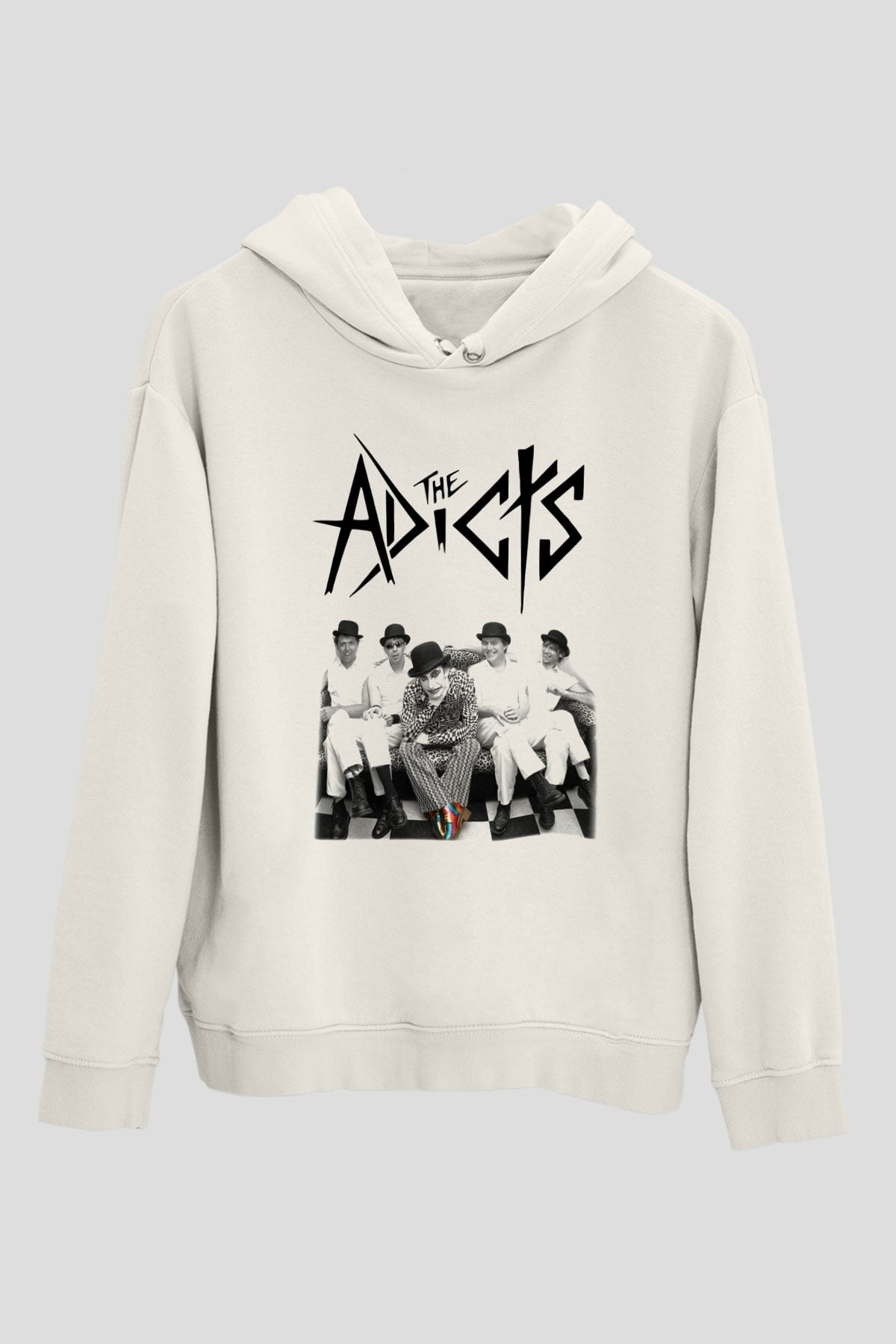 The Adicts Beyaz Unisex Kapşonlu Sweatshirt