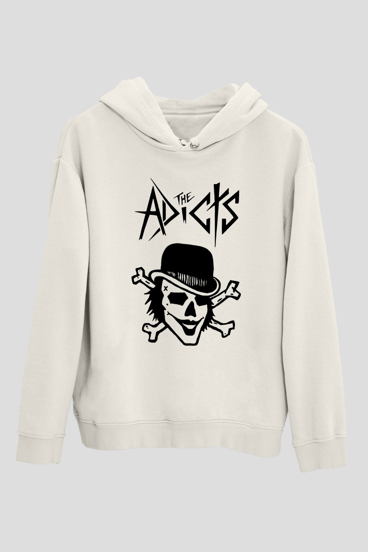 The Adicts Beyaz Unisex Kapşonlu Sweatshirt
